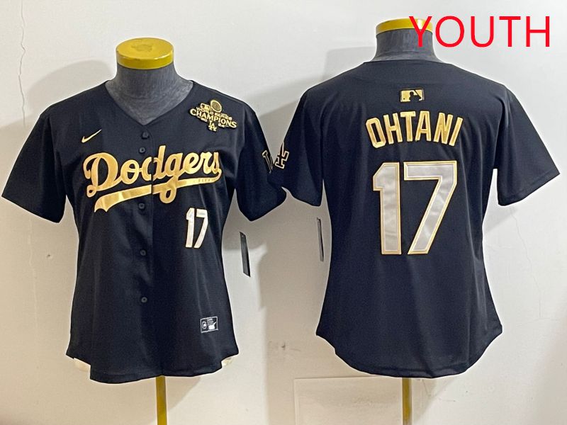 Youth Los Angeles Dodgers 17 Ohtani Black Gold Nike 2025 MLB Jersey style 4285